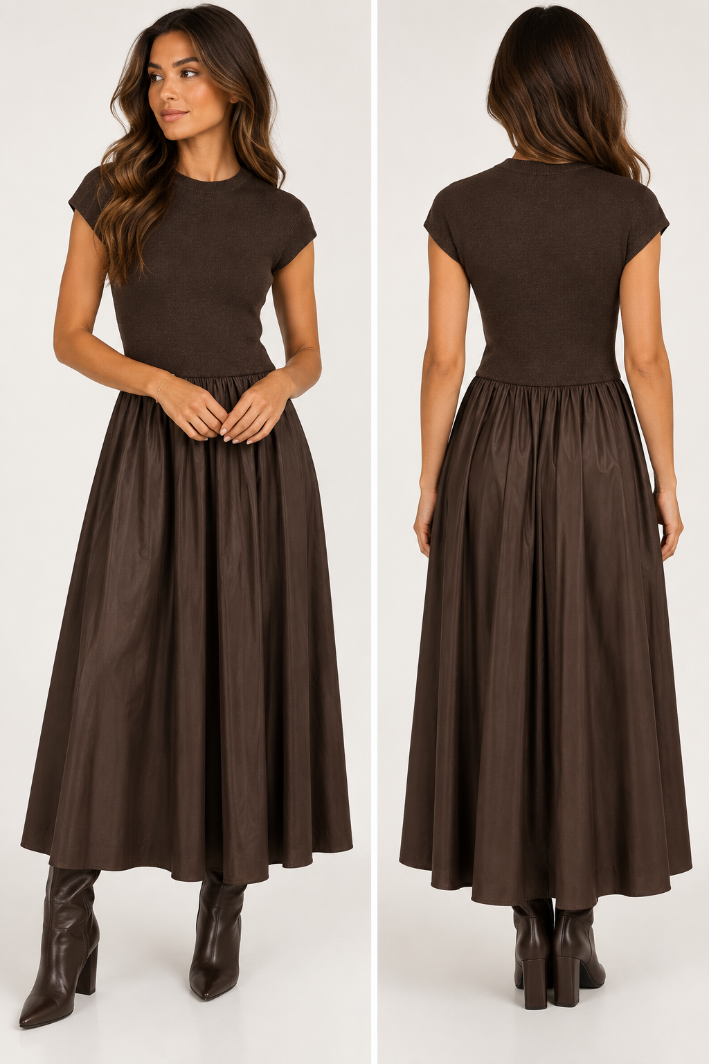 Selena Midi Jurk Brown