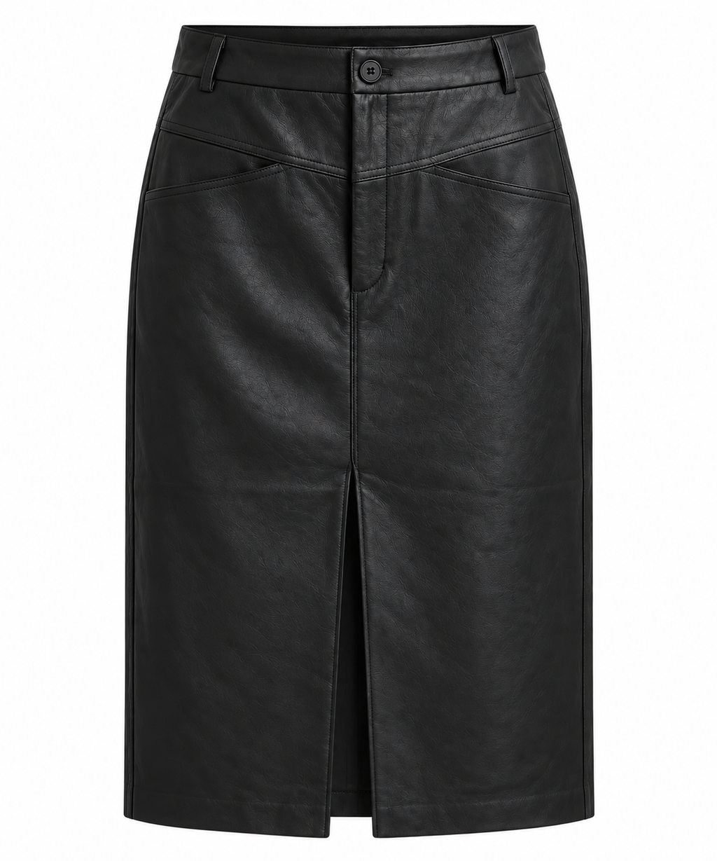 Noir Élégance – Leren Midi Rok