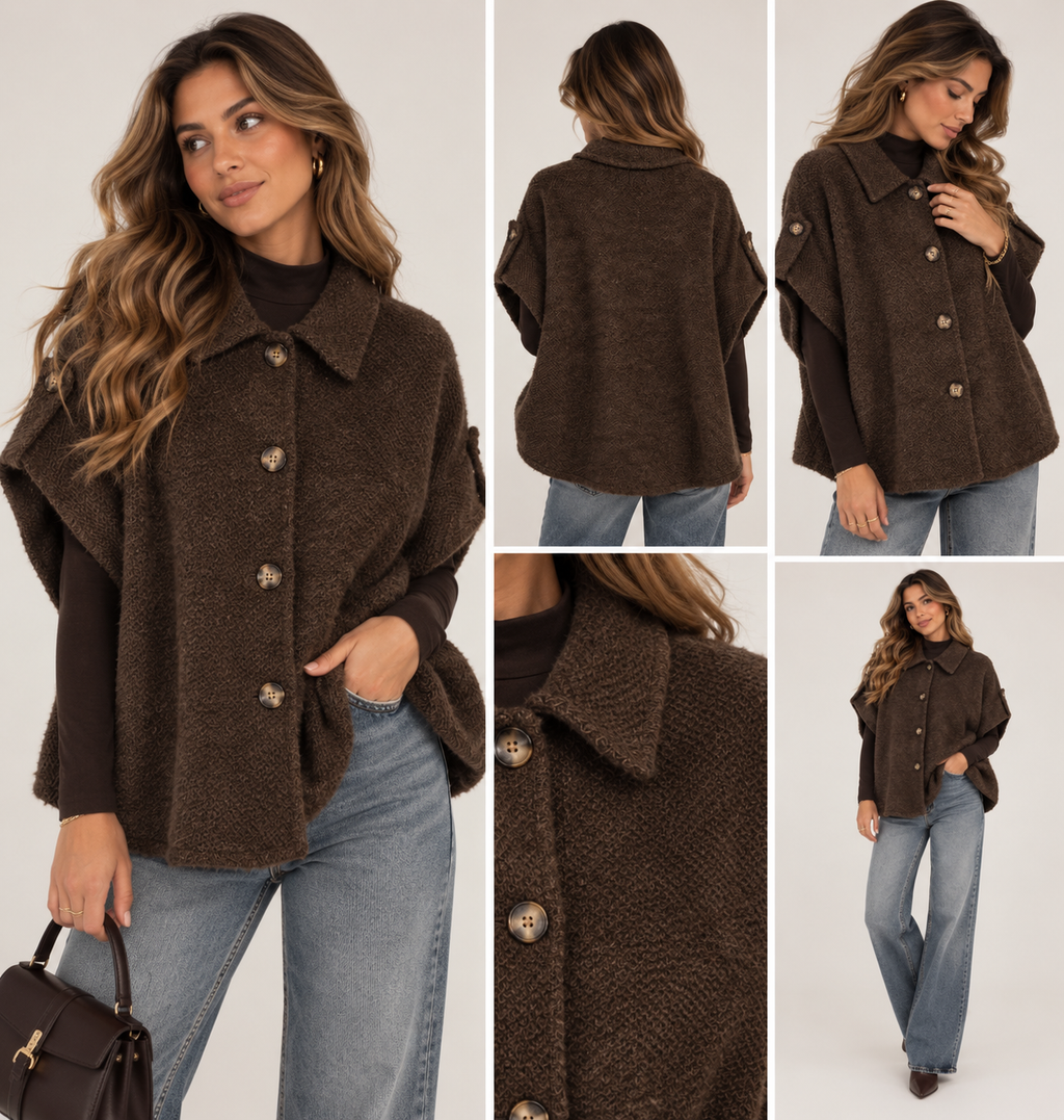 Knit Cape Brown